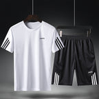 Summer Men'S Casual Suit Student Large Size Trendy Korean Version Loose Running Fitness Breathable Quick-Drying Sports Suit