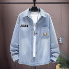 Spring And Autumn Denim Shirts Men'S 2025 New Teenagers High School Junior High School Student Shirts Trendy Brand Casual Jackets