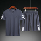 Summer Men'S Casual Suit Student Large Size Trendy Korean Version Loose Running Fitness Breathable Quick-Drying Sports Suit