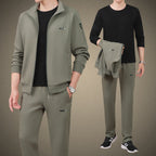 Middle-Aged And Elderly Men'S Sports Suits, Spring And Autumn Dad'S Casual Jackets, Thickened And Velvet Loose Sports Clothes