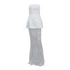 Spring And Summer New Style Waist Bandeau Vest High Waist Lace Long Skirt Women'S Two-Piece Set With Fashionable European And American Design