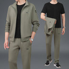 Middle-Aged And Elderly Men'S Sports Suits, Spring And Autumn Dad'S Casual Jackets, Thickened And Velvet Loose Sports Clothes