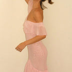 European And American Cross-Border Autumn And Winter New Lotus Lace V-Neck Backless Irregular Mesh Waist Dress Wholesale