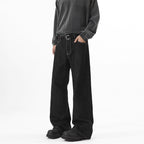 Denim Original Color Wide Leg Jeans Men'S Autumn American High Street Loose Trousers Cleanfit Washed Floor Mopping Pants