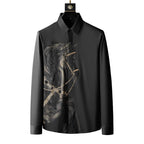 Trendy Brand Men'S Shirt Long-Sleeved Printed Perm Diamond Shirt Men'S Slim Fit No-Iron Anti-Wrinkle Shirt Men'S One Piece Drop Shipping