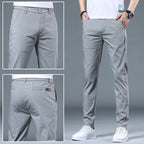 Spring And Summer New Casual Pants Men'S Slim Straight Breathable Elastic Ice Silk Versatile Trendy Men'S Pants Wholesale Cool Feeling
