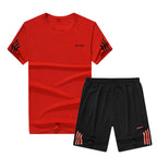 Summer Men'S Casual Suit Student Large Size Trendy Korean Version Loose Running Fitness Breathable Quick-Drying Sports Suit