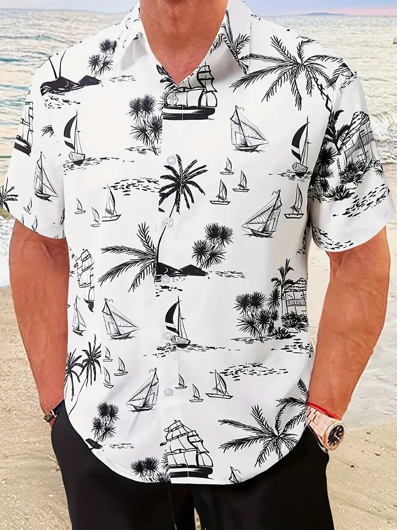 Cross-Border Trendy Cool Spring And Summer New Fashion Men'S Clothing Men'S Short-Sleeved Shirts Tops Cardigans Cross-Border Source Work