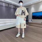 Cross-Border Summer New Men'S Short-Sleeved Shorts Suit, Fashionable And Versatile Men'S Suit, Youth Sports Suit, Trendy